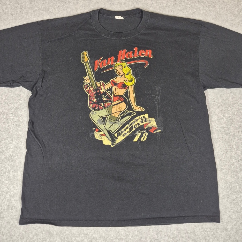 Van Halen T-Shirt Mens 2XL Black 2007 World Tour Running With The Devil Graphic
